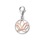 Engelsrufer Pendentif pour femme en forme de fleur de lotus bicolore en argent sterling et or rose - Fermoir mousqueton - Sans nickel, Ø12, Argent, Pas de gemme