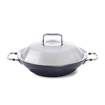 Fissler Adamant Wok en Aluminium, Poêle de Type Wok (Ø 31 cm) avec Couvercle Métallique, Revêtu, Anti-Adhésif, Bord Haut, Résistant Aux Rayures, pour Tout Type de Feu – Y Compris l’Induction