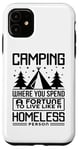 Coque pour iPhone 11 Le camping dépense une fortune pour vivre comme un camping-car sans abri