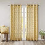 Madison Park Saratoga Rideau de fenêtre Simple Qui Filtre la lumière imprimé chantourné 1 Panneau de Rideau à œillets pour Salon, Chambre à Coucher et dortoir, 127 x 213 cm, Jaune