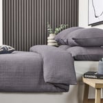 Waffle King Duvet Cover and Pillowcases Bedding Set Dark Grey Premium Cotton