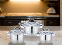 6-piece stainless steel pan set, Induction pan set, Stainless steel lid