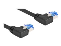 Delock - Patch-kabel - RJ-45 (hane) vänstervinklad till RJ-45 (hane) vänstervinklad - 50 cm - 6 mm - S/FTP - CAT 6a - startad, halogenfri - svart