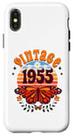 Coque pour iPhone X/XS 70 Ans Année 1955 Papillon Femme 70eme Anniversaire 1955