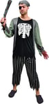 Ciao- Pirata Skeleton Zombie Costume Uomo Adulto (Taglia Unica 52-54) Adulte, pour Homme, 62203, Noir, Gris, Taille Unique