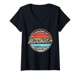 Womens Someone In Manchester Loves Me City US USA V-Neck T-Shirt