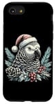 Coque pour iPhone SE (2020) / 7 / 8 Chapeau de Noël africain gris perroquet sapin de Noël mignon Noël