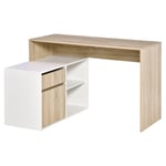 L-Shaped Corner Computer Desk Study Table PC Work with Storage Shelf