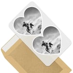 2 x Heart Stickers 10 cm - BW - Kazakh en Eagle Hunter Man #35917