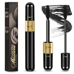 LOPHE Mascara fibre de soie 4D, 2 en 1 Mascara Noir Mascara Effet Faux Cils Imperméable,Anti-taches,Pas d'agglutination Mascara extra longs Longue Durée pour Cils Courts Fins, 10 ml