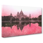 Victoria Memorial In Kolkata India Painting Modern Art Canvas Wall Art Print Ready to Hang, Framed Picture for Living Room Bedroom Home Office Décor, 30x20 Inch (76x50 cm)