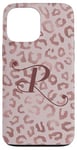 Coque pour iPhone 13 Pro Max Letter P Initial Leopard Rose Pink Cheetah Monogram