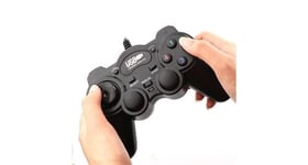 Manette avec fil usb pour pc gamer jeux video joystick precision universel (noir)