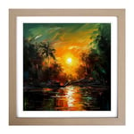 Apocalypse Now Palette Knife Painting No.1 Framed Wall Art Print, Ready to Hang Picture for Living Room Bedroom Home Office, Oak 18 x 18 Inch (45 x 45 cm)