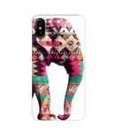 Coque Iphone X Elephant rose vert blanc Aztec multicolor indien