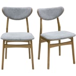 Miliboo - Chaises scandinaves en tissu effet velours texturé gris chiné et bois clair chêne massif (lot de 2) maya