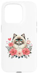 Coque pour iPhone 15 Pro Roses Flowers Himalayan Cat