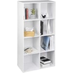 Bibliothèque Woltu avec 8 Compartiments 60x29, 5x121cm étagère de Rangement étagère de Bureau classeur en mdf, Blanc