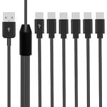 Maxhood USB C Splitter Cable, USB A to USB C Splitter Cable, 6 in 1 USB 2.0 Type A Male to 6 Type-c Male Charger Cable with 3A Fast Charge for Android, Samsung, Tablet, 1.5ft