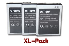 vhbw set de 3 batteries 1750mAh pour smartphone Samsung Galaxy R GT-i9103, EK-GC100Z, S2 Plus GT-i9105 remplace EB-F1A2GBU, EB-F1A2