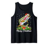 Xmas Lighting Decor Santa Hat Rainbow Trout Fish Christmas Tank Top