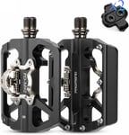 MTB Pedals SPD Flat Dual Platform with Cleats - Compatible with Shimano SPD Bike