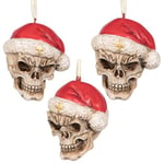 Design Toscano QS923709 Ornement d'arbre de Noël - Skelly Père Noël avec le Père Noël Chapeau Skeleton Figure vacances Ornements: Ensemble de trois