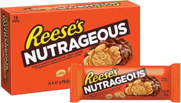 Reese's Peanut Butter Nutrageous Bars, Milk Chocolate Flavour Bars, Pack of 18