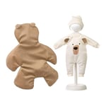 Llorens 1096365 Accessoires pour poupée de 36 cm, Ensemble de vêtements avec Couverture d'ours Marron, grenouillère et Bonnet pour poupée de bébé, vêtements de poupée, Couverture de poupée