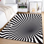 (Tyyli F-50x80cm (20x31in)) 3D Vortex Illusion mustavalkoinen matto makuuhuoneen lattiamatolle Abstrakti geometrinen optinen huimausmatto Liukumaton olohuoneen sisustus