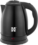 Herzberg HG5011-BK, Bouilloire Électrique 1.8L INOX sans Fil Noir, Puissance 1500W, Base 360°, Arrêt Automatique, Niveau de Remplissage Extérieur, Filtre à Particules, Voyant de Mise sous Tension