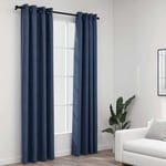 vidaXL Linen-Look Blackout Curtains with Grommets 2 pcs Blue 140x245cm UK