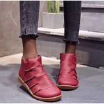 Bottines Chelsea pour femme - En cuir synthétique - Avec fermeture éclair - Confortables, Rouge, 38 EU