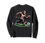 Bigfoot Playing Soccer Ball Funny Soccer Lover Player Sport Sweatshirt