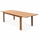 Table de jardin en bois 180-240cm - Almeria - Grande table rectangulaire avec rallonge eucalyptus. Intérieur / Extérieur