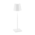 Zafferano, Lampe Poldina Pro, Lampe de Table Rechargeable et Sans Fil avec Contrôle Tactile, Utilisable également comme Lampe d'Extérieur, Dimmer 2200-3000 K, Hauteur 38 cm, Couleur Blanc