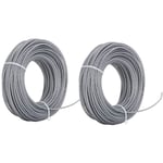 Lot de 2 Bobines de Rechange pour Débroussailleuse 24 m 2,0 Mm pour Tondeuse à Gazon en Nylon Gris pour Bosch Art 24 27 30 36 pour remplissage tous