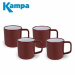 Kampa Ember Red 4pc Melamine Mug Set ABS Anti Slip Heat Resistant Camping NEW