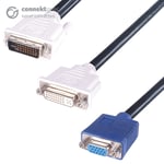 connektgear DVI to VGA Monitor Splitter Cable - DVI-I Male to DVI-D an