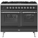 Ilve Milano PDI106NE3/MGG 100cm Matt Graphite Wide Dual Fuel Range Cooker – Brass Trim