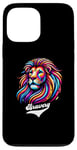 Coque pour iPhone 13 Pro Max Lion coloré avec inscription « Bravery »