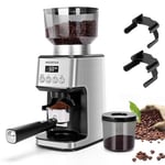 Aigostar Moulin à Café Electrique Conique, 52 Réglages de Meulage, Coffee Grinder Electrique Pour Expresso, Broyeur Cafe Grain Professionnelle Avec Affichage Numérique Précis, Acier Inoxydable, Argent