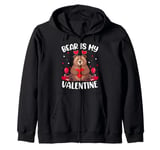 Bear Is My Valentine Love Hearts Bear Valentines Day Zip Hoodie