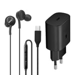 Samsung Charger + Earphones Package Official AKG USB-C WiHeadphones, Black