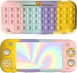 Coque Compatible Avec Nintendo Switch Lite, Étui En Bubble Silicone Souple Pop Fidget Case (Jaune/Violet/Rose)