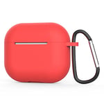 Compatible avec Apple AirPod 3ème génération 2021 - Coque de Protection en Silicone avec Porte-clés - LED Avant Visible - Rouge