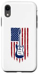 Coque pour iPhone XR Drapeau américain guitare électrique drapeau américain pour guitariste drapeau USA