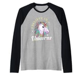 Unicorn rainbow - I believe in unicorns Raglan Baseball Tee