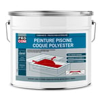 Peinture piscine coque polyester, béton, peinture piscine polyuréthane étanche et souple, haut de gamme Procom Blanc 12.5 Kg