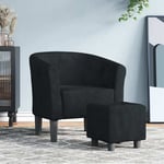 Fauteuil cabriolet avec repose-pied noir velours